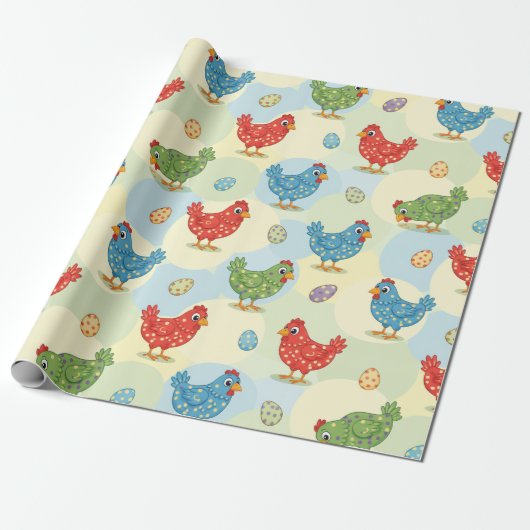 Polka Dot Chickens Wrapping Paper ラッピングペーパー (アンロールド)