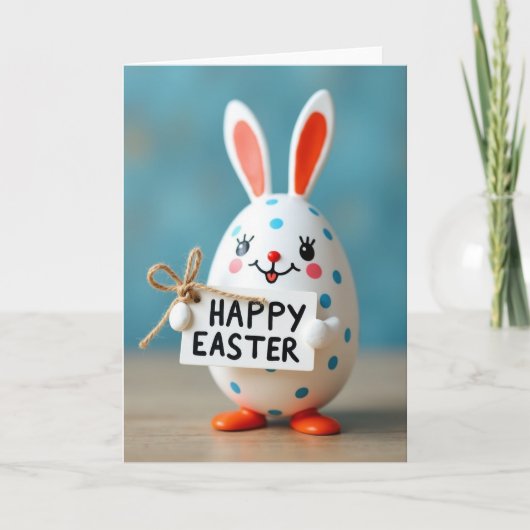 Polka Dot Easter Faux Porcelain Card カード (正面)