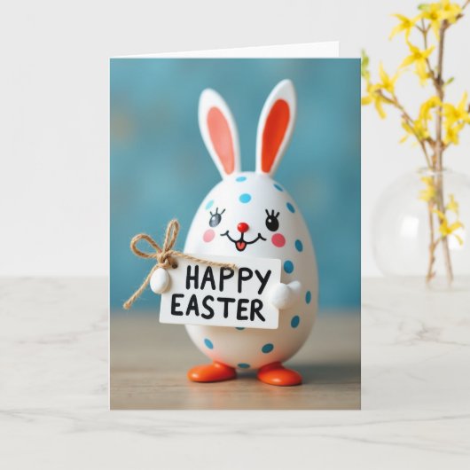 Polka Dot Easter Faux Porcelain Card カード (黄色い花)