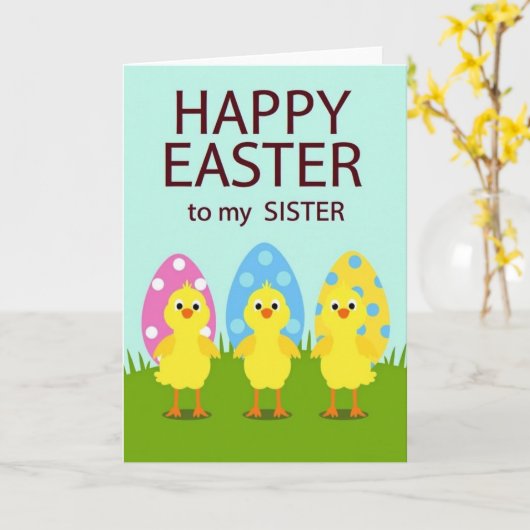 Polka Dot Easter Sister Card カード (黄色い花)