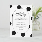 Polka Dot Fifty and Fabulous 50th Birthday Party 招待状 (スタンド正面)