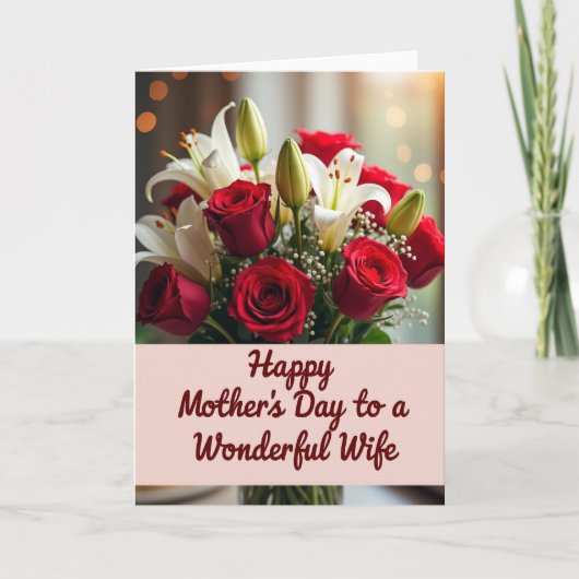 Polka Dot Floral Roses Mothers Day Card カード (正面)