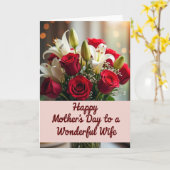 Polka Dot Floral Roses Mothers Day Card カード (黄色い花)