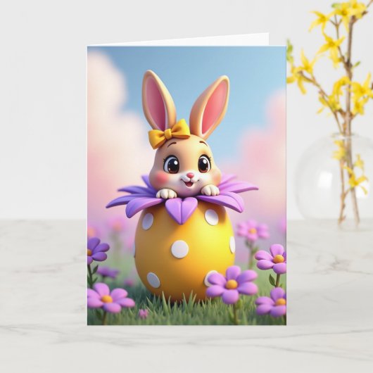 Polka Dot Friend Greeting Card カード (黄色い花)