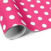 Polka Dot Gift Wrap White and Hot Pink ラッピングペーパー (ロールコーナー)