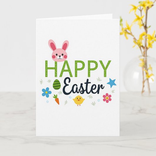 Polka Dot Happy Easter Card カード (黄色い花)