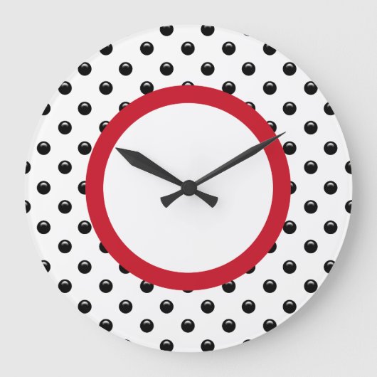 Polka Dot Kitchen Wall Decor Clocks ラージ壁時計 (正面)
