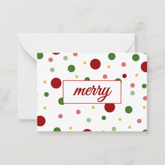 Polka Dot Merry Christmas Card ノートカード (正面)