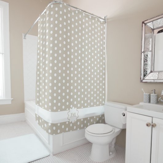 Polka Dot Monogram シャワーカーテン (インサイチュ)
