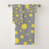 Polka Dot Pattern Yellow Gray バスタオルセット (インサイチュ)