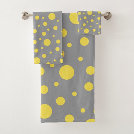 Polka Dot Pattern Yellow Gray バスタオルセット (インサイチュ)
