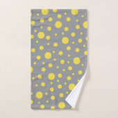 Polka Dot Pattern Yellow Gray バスタオルセット (ハンドタオル)