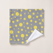 Polka Dot Pattern Yellow Gray バスタオルセット (ウォッシュタオル)