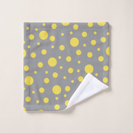 Polka Dot Pattern Yellow Gray バスタオルセット (ウォッシュタオル)