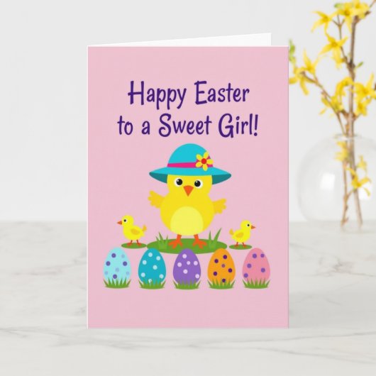 Polka Dot Springtime Scene Card カード (黄色い花)