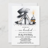 Polka Dot Stiletto Shoes 100th Birthday 招待状 (正面)