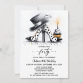 Polka Dot Stiletto Shoes 40th Birthday 招待状 (正面)