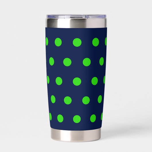 Polka Dot Thermal Tumbler (Navy Blue & Lime Green) 保温保冷タンブラー (正面)