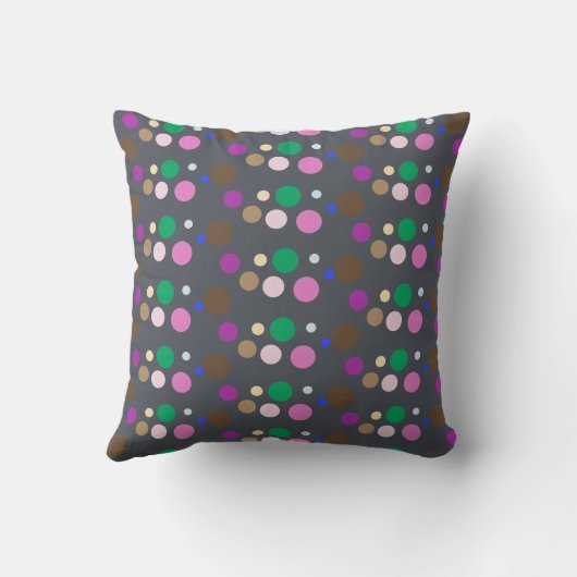 Polka Dot Throw Pillow with gray background クッション (裏面)