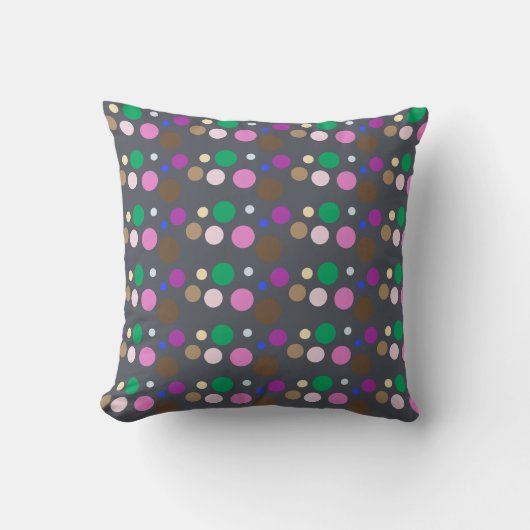 Polka Dot Throw Pillow with gray background クッション (正面)