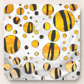 Polka Dot Tiger Black and Orange Print コースター (正面)