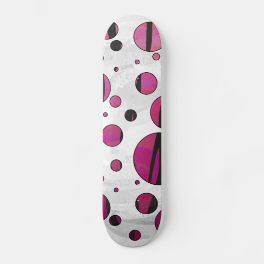 Polka Dot Tiger Hot Pink and Black Print スケートボード (正面)