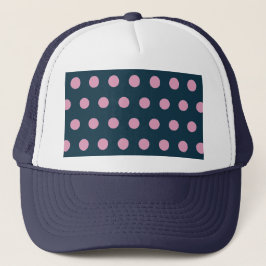 Polka Dot Trucker Hat (Midnight Blue & Soft Pink) キャップ