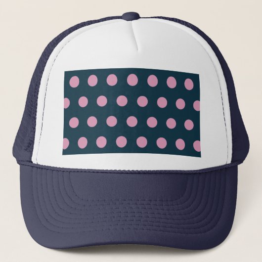 Polka Dot Trucker Hat (Midnight Blue & Soft Pink) キャップ (正面)