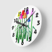 Polka Dot Tulips Clock ラウンド壁時計 (傾斜)