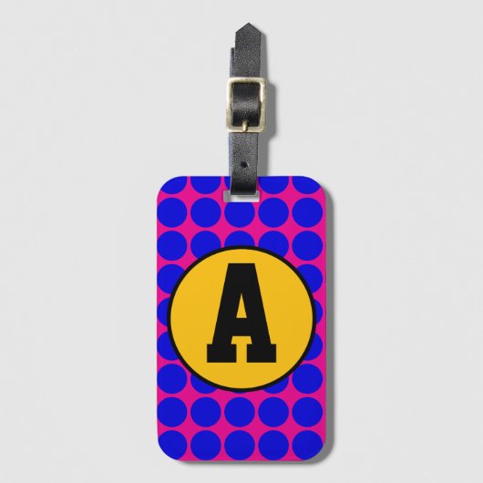 Polka Dots blue ラゲッジタグ (正面縦)