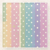 Polka dots in striped pastel shades  ガラスコースター (正面)