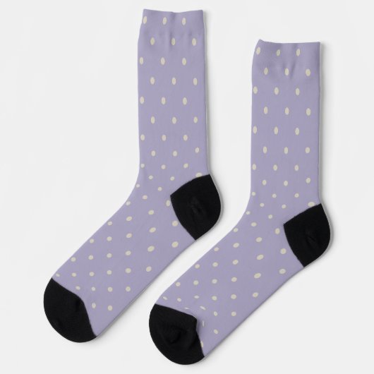 Polka Dots Lavender Cream Polka Pattern ソックス (左)