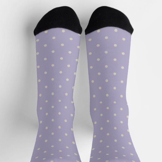 Polka Dots Lavender Cream Polka Pattern ソックス (上部)