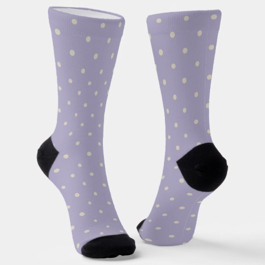 Polka Dots Lavender Cream Polka Pattern ソックス (傾斜あり)