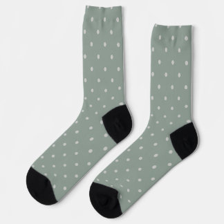 Polka Dots Mint Green and Soft Gray Polka Pattern ソックス
