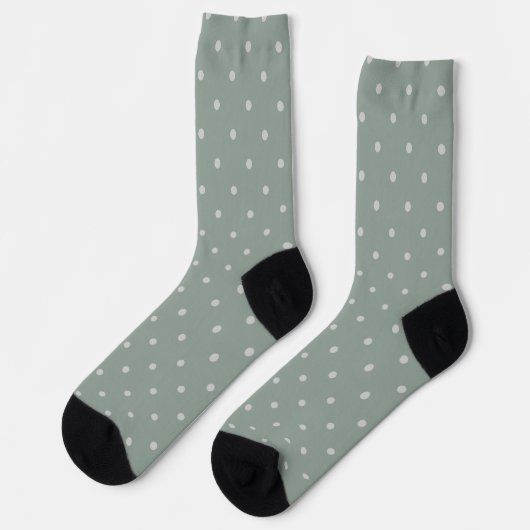Polka Dots Mint Green and Soft Gray Polka Pattern ソックス (左)