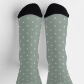 Polka Dots Mint Green and Soft Gray Polka Pattern ソックス (上部)