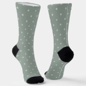 Polka Dots Mint Green and Soft Gray Polka Pattern ソックス (傾斜あり)