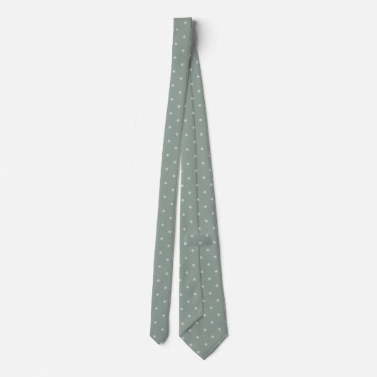 Polka Dots Mint Green and Soft Gray Polka Pattern ネクタイ (裏面)