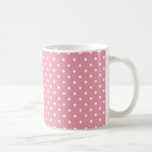 Polka Dots on Pink Pattern コーヒーマグカップ (右)