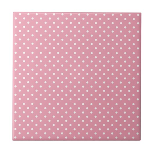 Polka Dots on Pink Pattern タイル (正面)