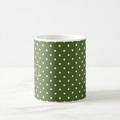 Polka Dots Pattern Olive Green With Custom Name コーヒーマグカップ (中央)