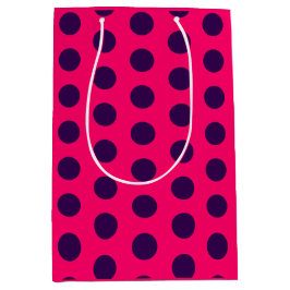 Polka Dots purple hot pink birthday ミディアムペーパーバッグ