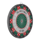 Polka Dots Red Green Black and White ダーツボード (正面左)