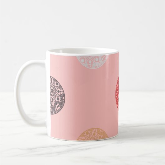 Polka dots seamless pattern. Mosaic of ethnic figu コーヒーマグカップ (左)