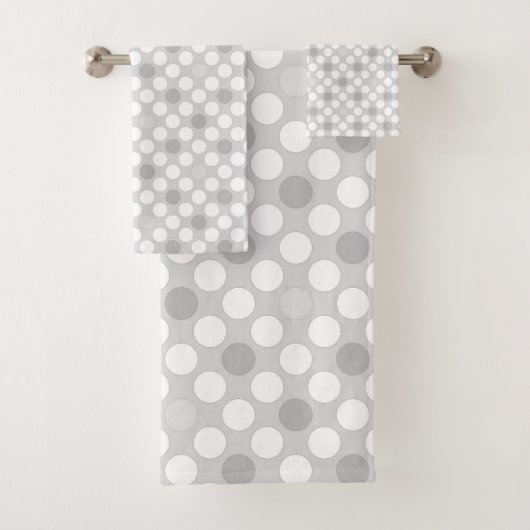 Polka dots white gray and white light gray バスタオルセット (インサイチュ)