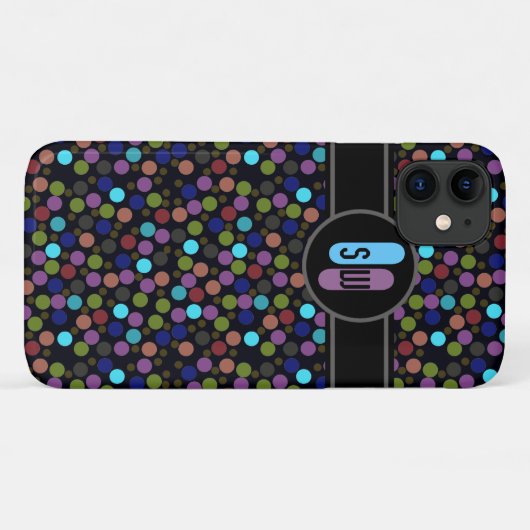 polkadots, label and initials Case-Mate iPhoneケース (裏面(横))