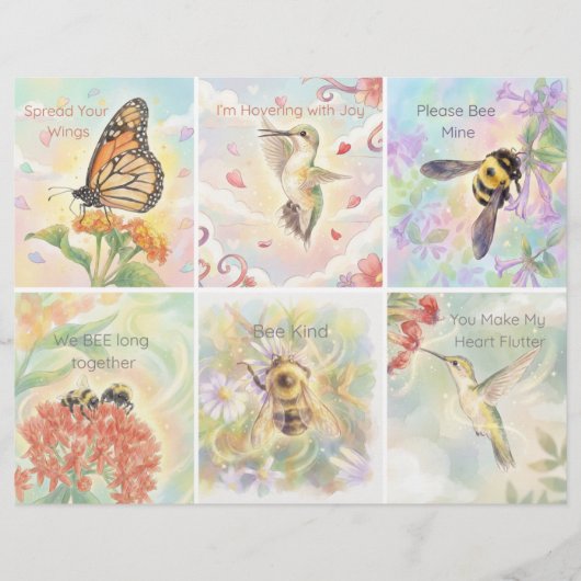 Pollinator Classroom Valentines - 6 per Sheet レターヘッド (正面)