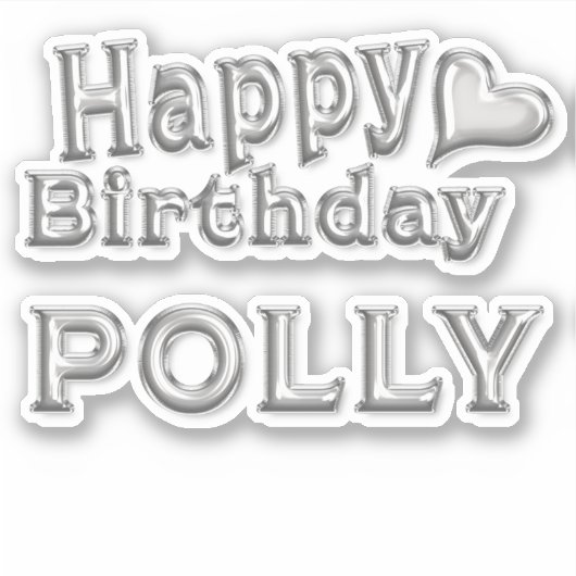 Polly Happy Birthday silver Aufkleber Sticker シール (正面)