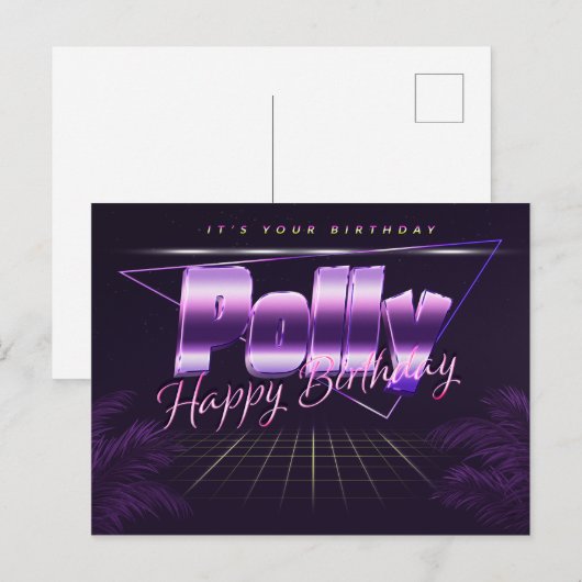 Polly Name Vorname lila Postkarte Geburtstag ポストカード (正面/裏面)